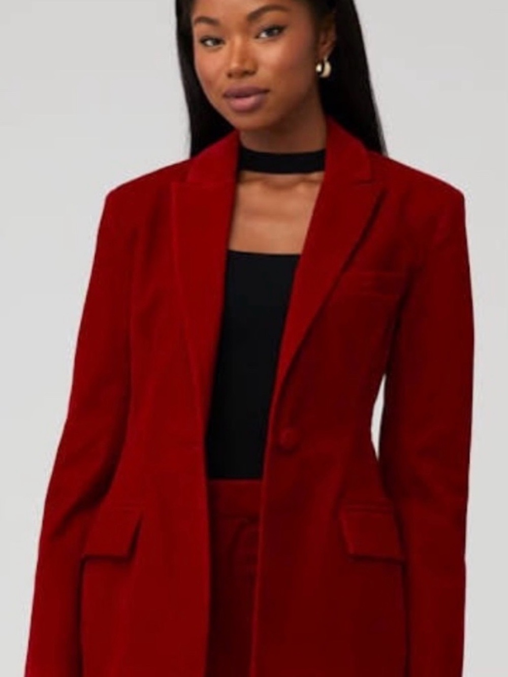 Steve Madden Red Velvet Single-Button Blazer
